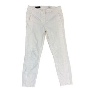 J.Crew Modern Moto Pants Women's Sz 28 Tapered Seamed Motorcycle Ankle Zip Ivory